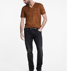 198.00 John Varvatos WOOSTER V-NECK XL FLAX HEATHER